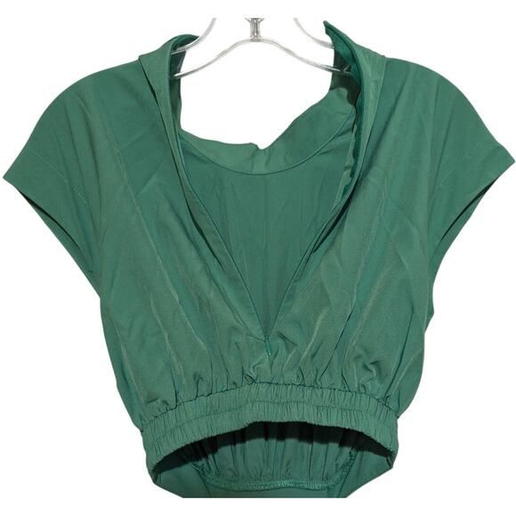 Green Cutout Midi Dress Womens XS Mock Neck Sexy Sleeveless Pleated Party Dress - Picture 12 of 15